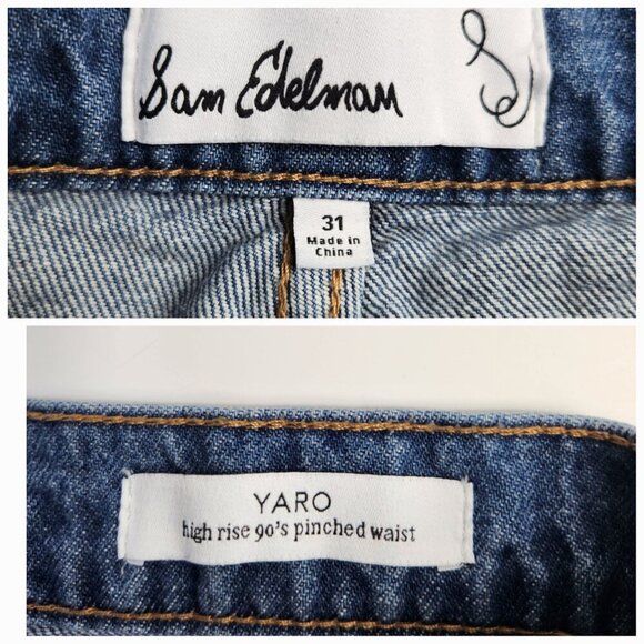 Sam Edelman Women's Blue Yaro High Rise 90's Pinched Waist Jeans Size 31 - Picture 10 of 15